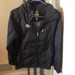 Black unisex rain jacket. Size medium. Worn once excellent condition.